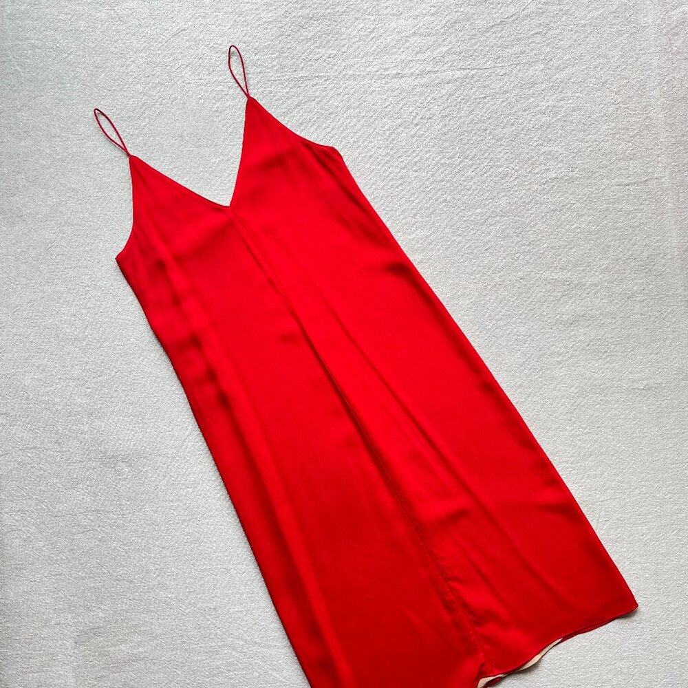 T by Alexander Wang Red Silk V-Neck Slip Dress Size XS - Picture 3 of 5